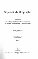 Altpreußische Biographie. Band V. 1. Lieferung.