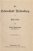Gregorovius J. Die Ordensstadt Neidenburg in Ostpreußen.