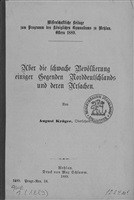 Krüger A. Über die schwache Bevölkerung einiger Gegenden Norddeutschlands und deren Ursachen.